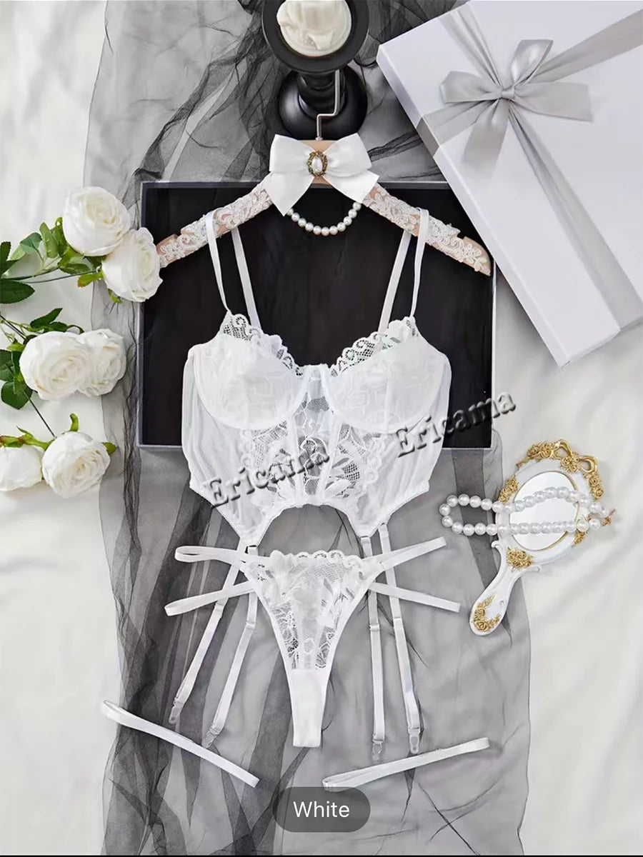 Sexy Set Womens Underwear Exotic Emotional Bra Set Embroidered Print Brassiere Lingerie Set Women's Set Push Up Thin Bralette