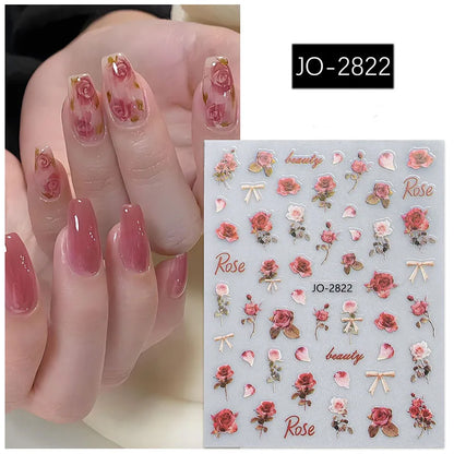 3d Nail Art Decals Spring Booming Violets Lavenders Purple Blue Pink Flowers Butterflys Stickers Decoration For Nail Tips Beauty