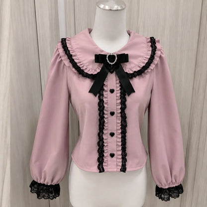 Women Japanese Sweet Lolita Blouses Summer Elegant Bow Off Shoulder JK Shirt Female Gothic Hot Girls Casual Lace Ruffles Tops