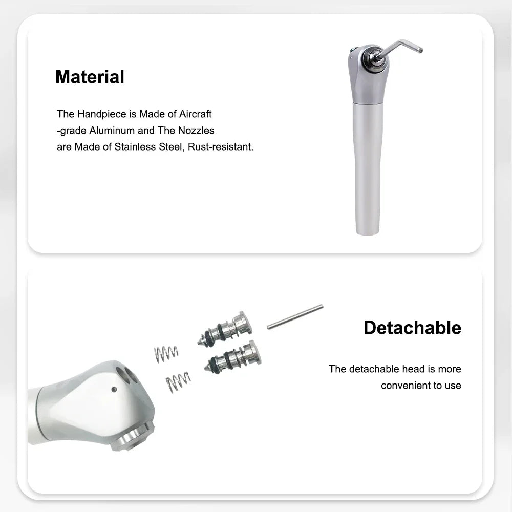 ELIJAH Dental Air Water Spray Gun Triple 3 Way Syringe Handpiece with 2 Nozzles Tips Tubes For Dental Lab Silvery Available