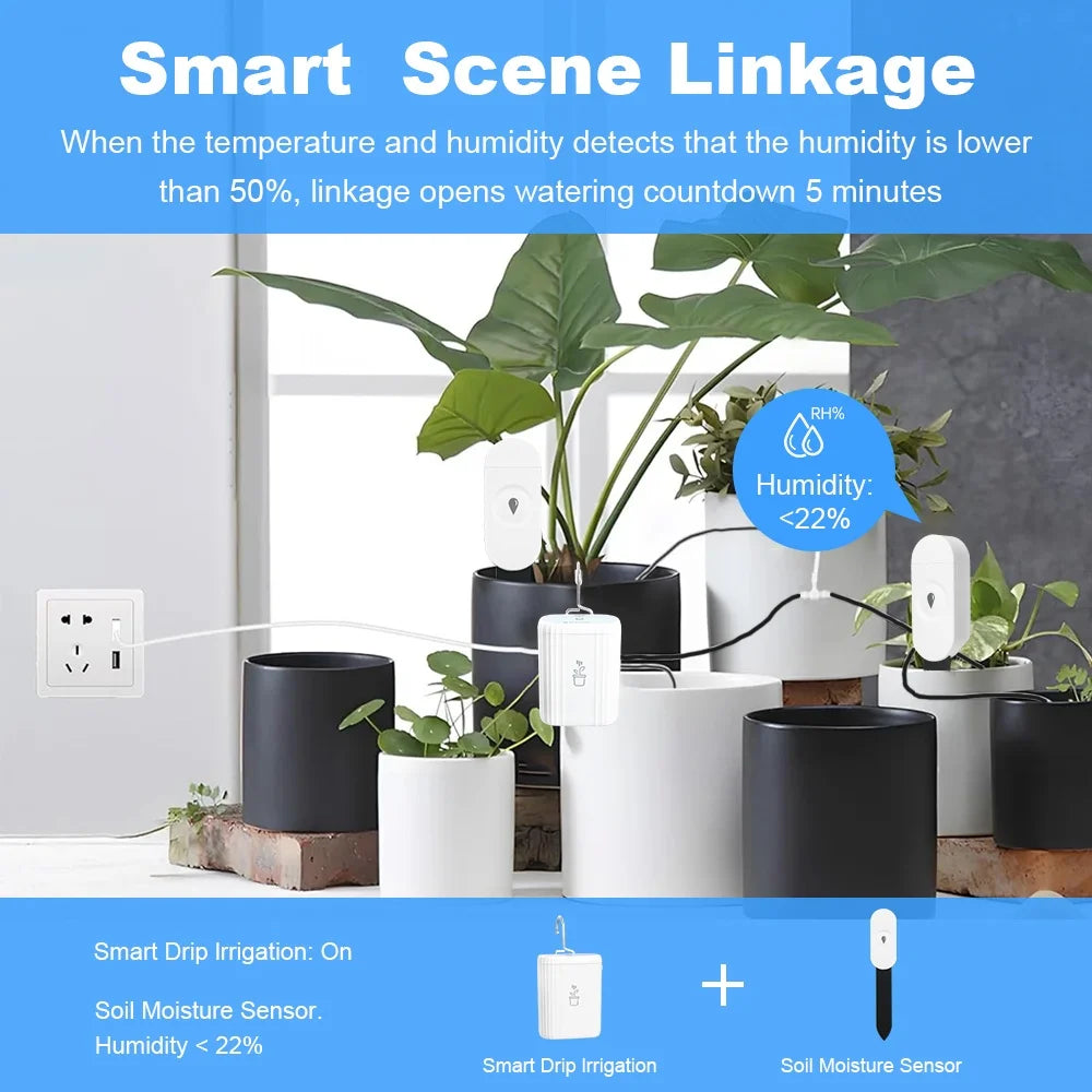WIFI Intelligent Drip Irrigation Automatic Watering Pump System Kit Flower Plants Home Sprinkler Drip Garden Tool Work with Tuya