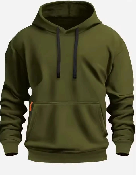 Fall/Winter New Arrival Men's Fleece Hoodie High Quality Solid Color Hooded Sweatshirt Male Fashionable Street Style Sweatshirt