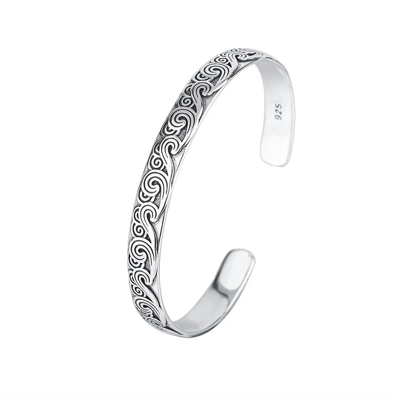 New Arrival Retro Wave Bracelets 925 Sterling Silver Jewelry Fashion Spray Personality Sweet Cloud Opening Bangles TYB116