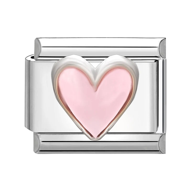 New Shiny Zircon Heart Butterfly Flower Star Bow Italian Charm Links Fit 9MM Stainless Steel Bracelet Girls' DIY Making Gift