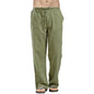 Men's Cotton Linen Pants Summer Solid Color Breathable Linen Trousers Male Casual Elastic Waist Fitness Pants Hip-Hop Streetwear