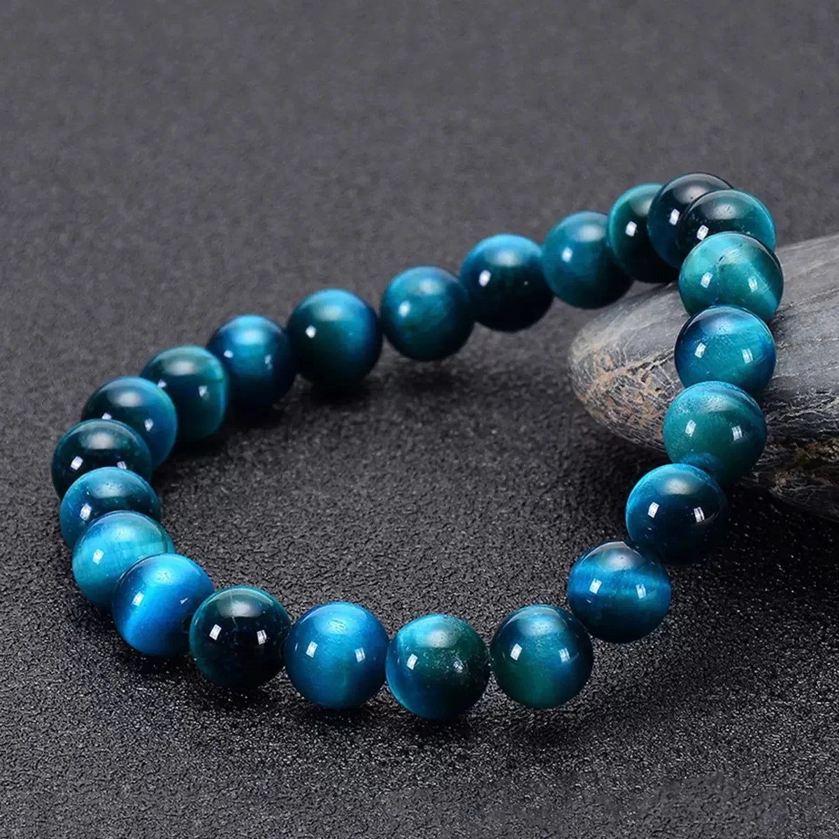 1Pc 6/8/10mm Minimalist Blue Tiger Eye Stone Beaded Bracelet Natural Stone Round Beads Bracelet For Daily Decoration