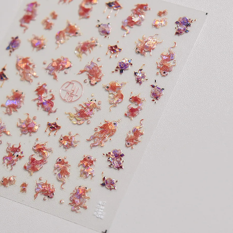 Ocean Shell Starfish Shell Conch Whale Dolphin Seahorse Coconut Tree Water Bubbles Self Adhesive Nail Art Sticker Manicure Decal
