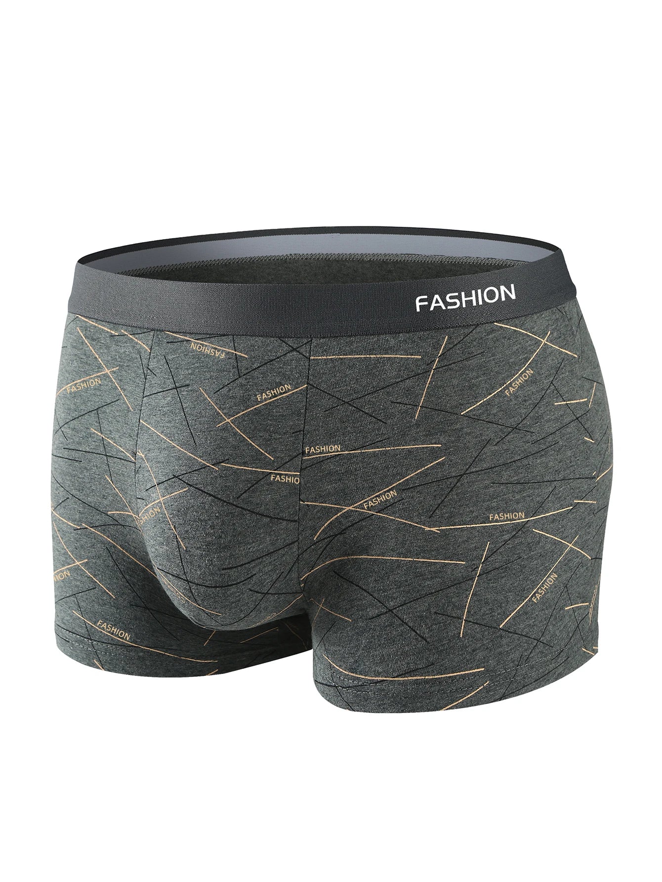 4pcs Men's Underwear, Comfortable, Soft and Fashionable Daily Line Print Intimate Boxer Briefs, Sporty and Breathable Boxers