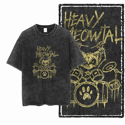 COOLMIND DB Cat Printed Cotton Acid Washed Exclusive Graphic Unisex T Shirt Cool Streetwear Men Tshirts Big Size Tee for Men