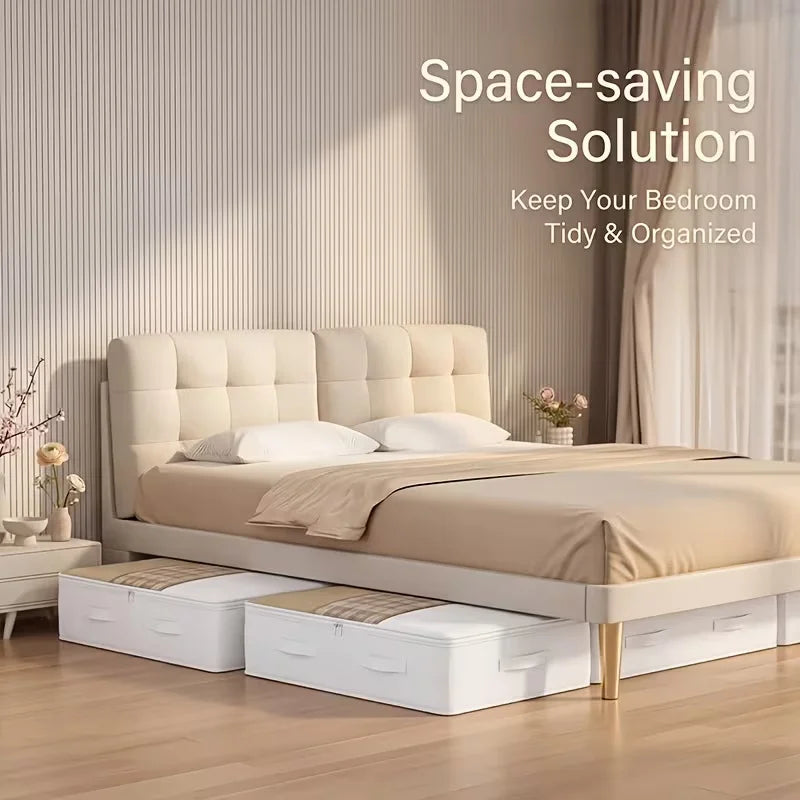 1/3 White Under-Bed Storage Box, Foldable Laundry Organizer with Durable Transparent Window, Under-Bed Style Storage Solution