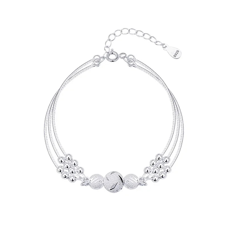 Fine 925 Sterling Silver Bead Charm Bracelet For Women Girls Lady cute Wedding Party Bohemian Fashion Jewelry Gift noble y2k