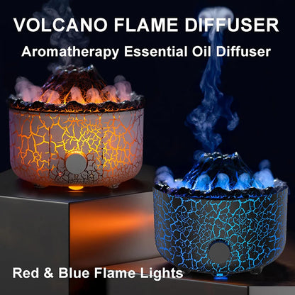 Air Humidifier Aromatherapy Essential Oil Diffuser Cool Mist Diffuser, Flame & Volcano 2 Mist Mode, for Bedroom,Office,Yoga,Gift
