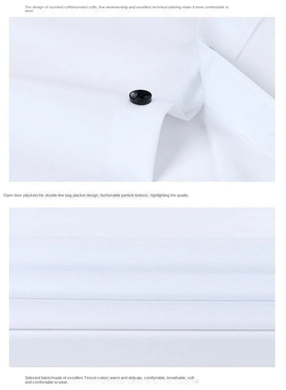 Men's long-sleeved shirt made of elastic fabric, wash-and-wear wrinkle-resistant business casual, silky smooth, pure color shirt