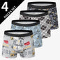 4 Pack Europe And America Size Men'S Solid Color Sexy Boxer Underwear Antibacterial Breathable Plus Size Men'S Shorts Underwear
