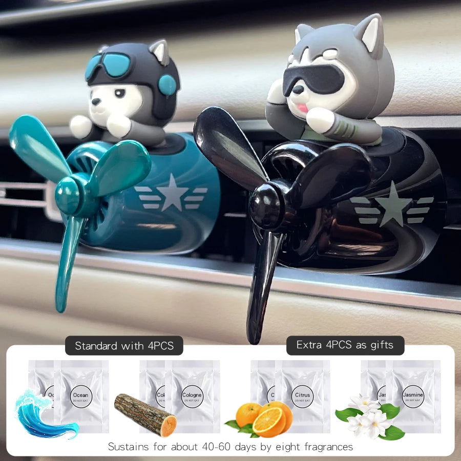 Rotating propeller pilot bear dog car air fresheners accessories decorations fun vent clip perfume diffuser aroma fragrance men