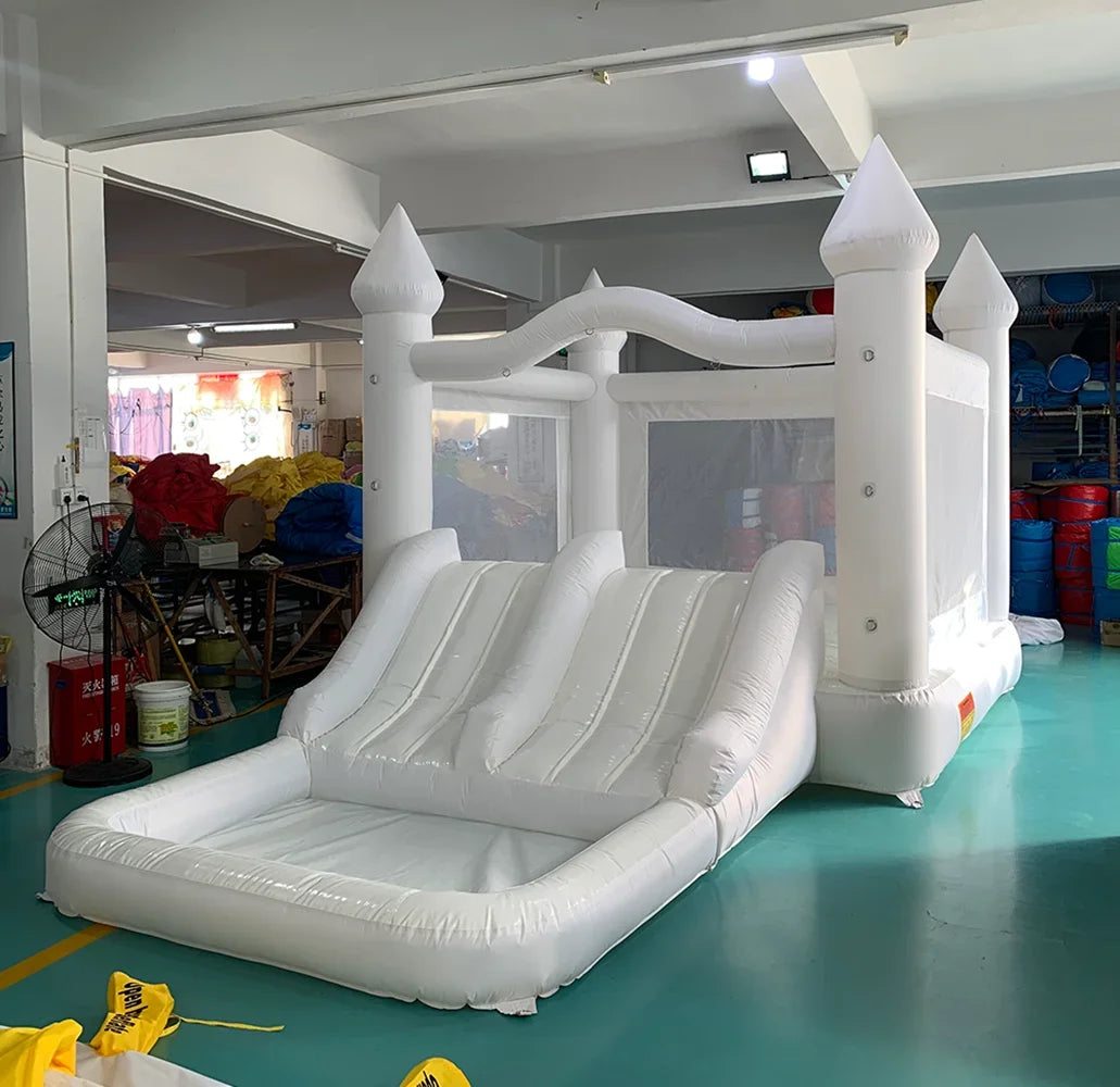 Inflatable Bounce House 5.6*3.3*3M White Jumping Castle For Kids Bouncy Castle Withe For Kids Outdoor Toys With Blower Slide