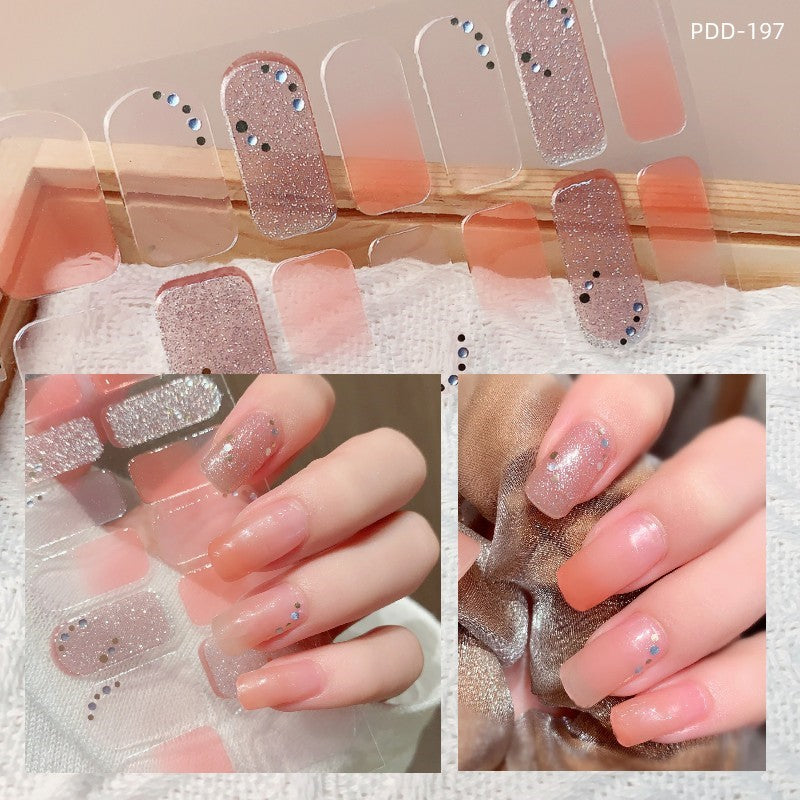 1PC Gel Nail Sticker Patch Slider Flower Gradient Color Back Glue Full Cover Waterproof Gel Nail Sticker UV Lamp Curing Manicur
