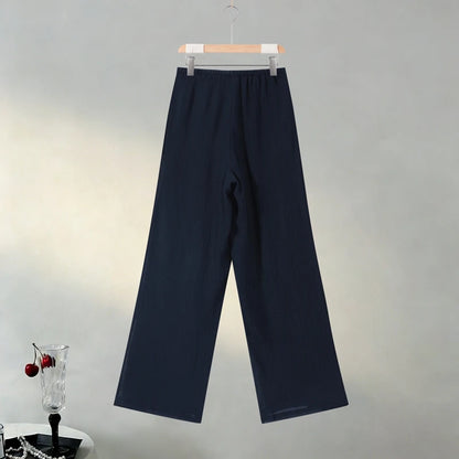 Tie Front Textured Women Set V-Neck Loose Set Wide Sleeve Drawstring Pants Casual Lounge Solid Color 2 Piece Outfits For Daily