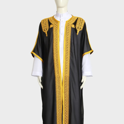 Eid Men Robe Jubba Thobe Open Abaya Dishdasha Islamic Embroidery Cardigan Abayas Dubai Male Muslim Prayer Kaftan Ramadan Morocco