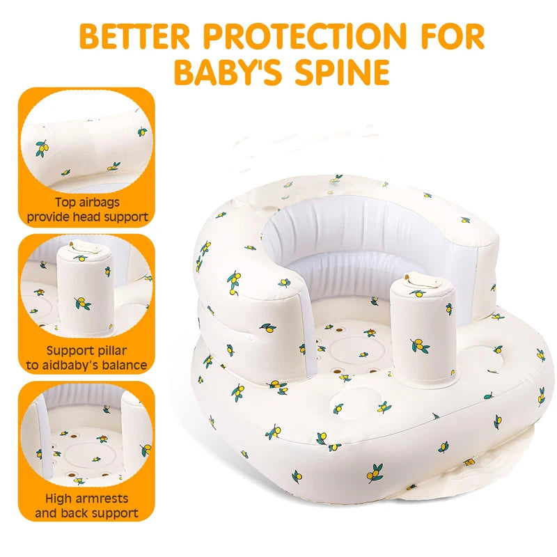 Children Inflatable Sofa,Inflatable Baby Sofa for Babies 3 Months & Up,Baby Seats for Infants, Blow Up with Built in Air Pump
