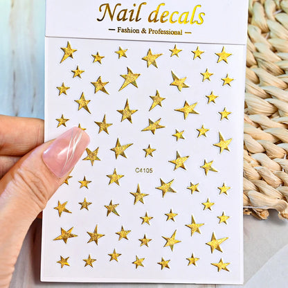 3D Metal Silver Flame Nails Stickers Gold Bronzing Stripe Lines Sliders Design Manicure French Nail Art Decoration Decal #Y2K