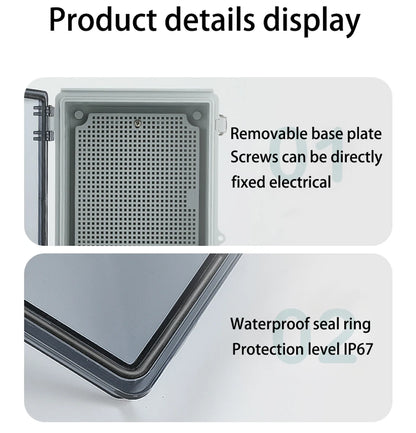 IP67 Waterproof Gray/Transparent Cover Enclosure Juction Box ABS Plastic Outdoor Electronic Instrument Hinge Case