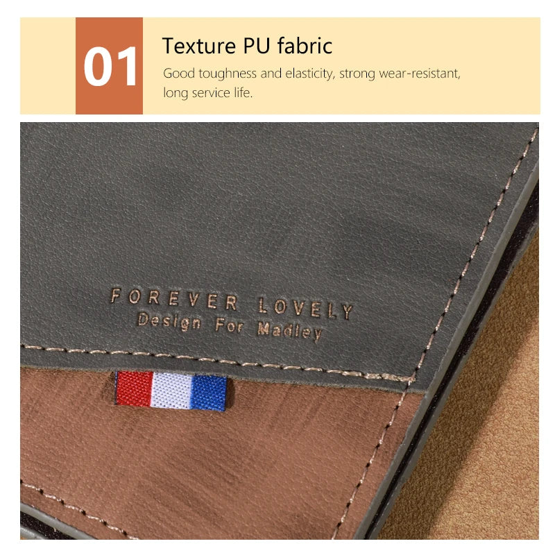 Men's High-capacity Leather Wallet, Small Multi Slot Photo Wallet for Coins, Vintage Wallet