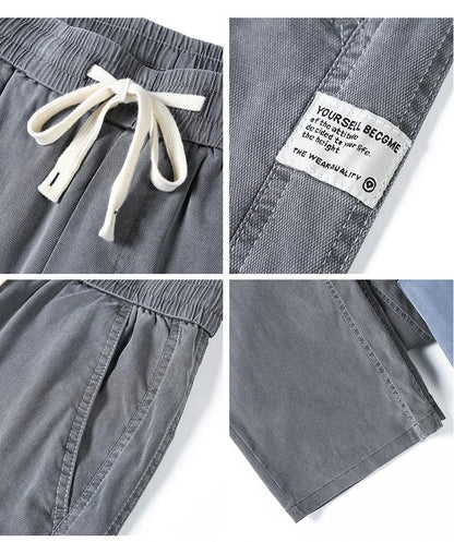 Men's Summer Soft Lyocell Fabric Jeans Thin Loose Straight Denim Pants Drawstring Elastic Waist Casual Trousers Plus Size M-5XL
