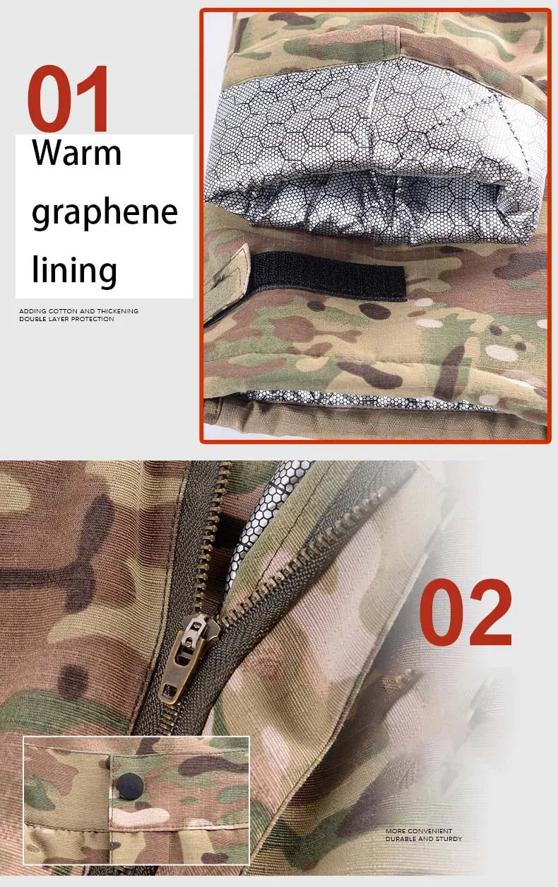–22℃ Winter Warm Cargo Pants Men Casual Loose Multi-pocket Padded Trousers Combat Camouflage Tactical Work Pant Male Clothing