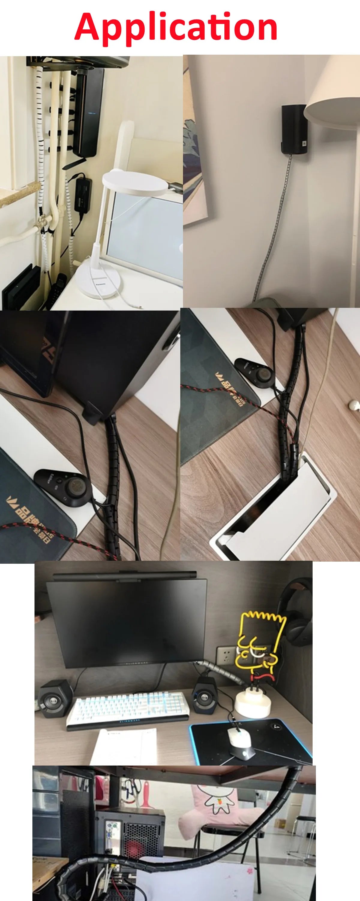 1/3/5/10 Meter 8/12/16/22/28/32/42mm Line Flexible Spiral Cable Organizer Storage Pipe Cord Protector Management Cable PE Tube