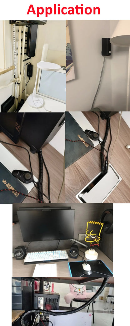 1/3/5/10 Meter 8/12/16/22/28/32/42mm Line Flexible Spiral Cable Organizer Storage Pipe Cord Protector Management Cable PE Tube