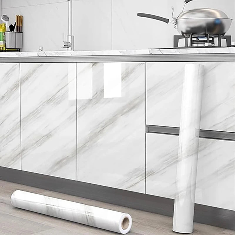 55CM DIY Adhesive Wall Wallpaper Marble Dining Room Kitchen Cabinet Decoration Mold Resistant And Waterproof Wall Sticker Home