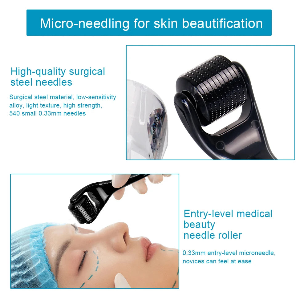 DRS 540 Titanium Derma Roller for Hair Regrowth Growth Mesoroller Beard Face DermaPen Skin Care Micro Needle Roller Dermaroller