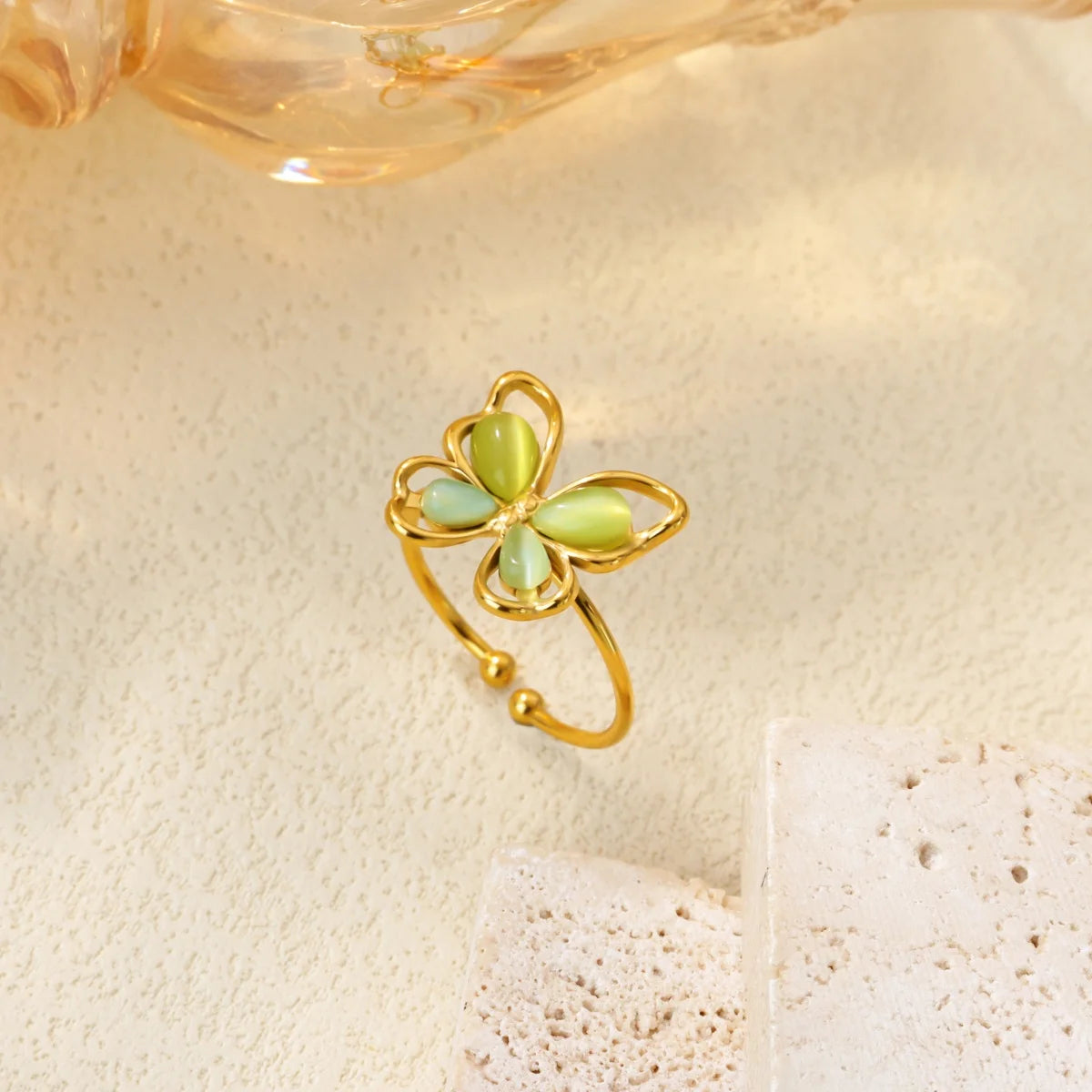 Cute Butterfly Rings For Women Gold Color Stainless Steel Geometric Opening Butterfly Ring Aesthetic Wedding Christmas Jewelry