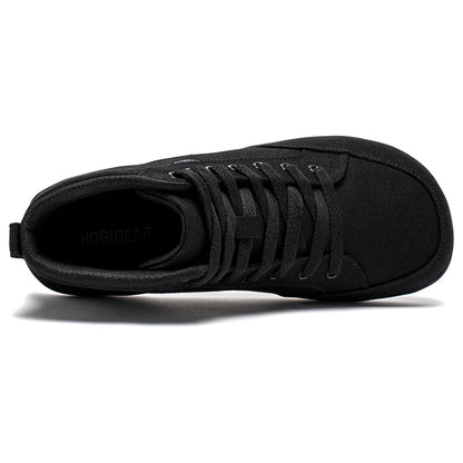 HOBIBEAR Mid-Top Barefoot Shoes Unisex Wide Toe Box Canvas Sneakes Zero Drop Lace Up Outdoor Walking Shoes