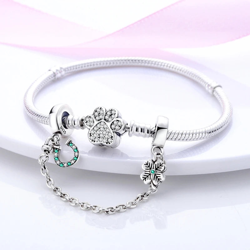 Original 925 Sterling Silver Charm Beads Clover Sunflower Tulip Carnation Pendant For Women Jewelry Fashion Gift