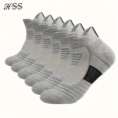 6/3/1 Pairs New Men Sports Running Fitness Flight Short Tube Socks Women's Towel Bottom Basketball Socks Solid Color Black Socks