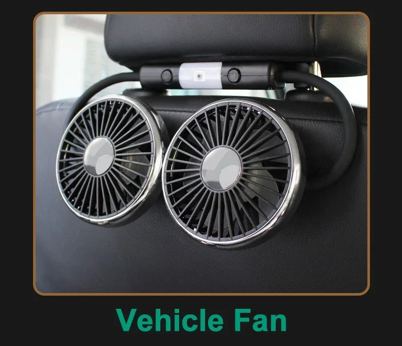EAFC Car USB Fan Dual Head Cooling Air Fan Independent Switch 3-Speed 360 Degree Adjustable Auto Fan Car Electrical Appliances