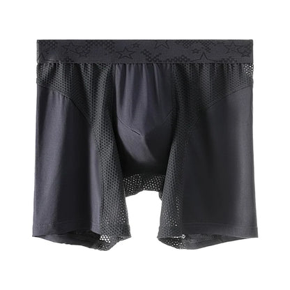 Extra Long Sports Underwear Men's Boxer Briefs Anti-Wear Leg Running Large Size Breathable Training Boxer Briefs