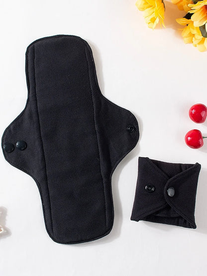 AI2 2PCS Black Pure Cotton Sanitary Pad Reusable Menstrual Pads Heavy Flow Women Menstrual Period Washable Sanitary Napkin