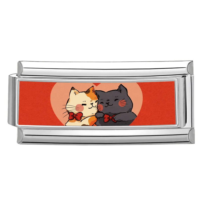 Y2K Red Pink Heart Dog Cat Flowers Italian Charm Link Fit 9mm Stainless Steel Jewelry DIY Making Bracelets For Gifts