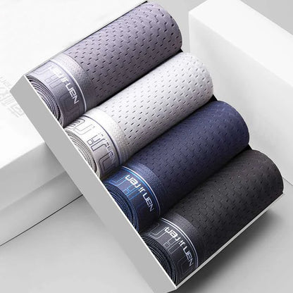 4pcs Men's Boxer Shorts Ice Silk Underwear Plus Size Underpants Cool Breathable Sexy Slim Panties Mesh Lingerie Wholesale Lots