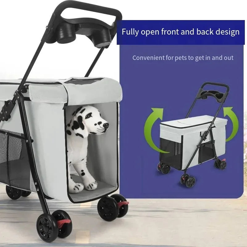 Medium To Large Dog Pet Stroller Multifunctional and Foldable Suitable for Outdoor Travel, Large Size for Commuting and Portable