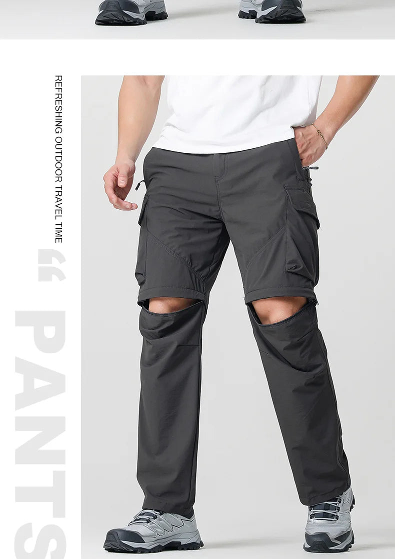 Men's Cargo Hiking Convertible Pants, Waterproof, Quick Dry, Lightweight, Removable Zipper, Perfect for Outdoor Adventures, Fishing and Camping, All-Season Versatile Hiking Gear.