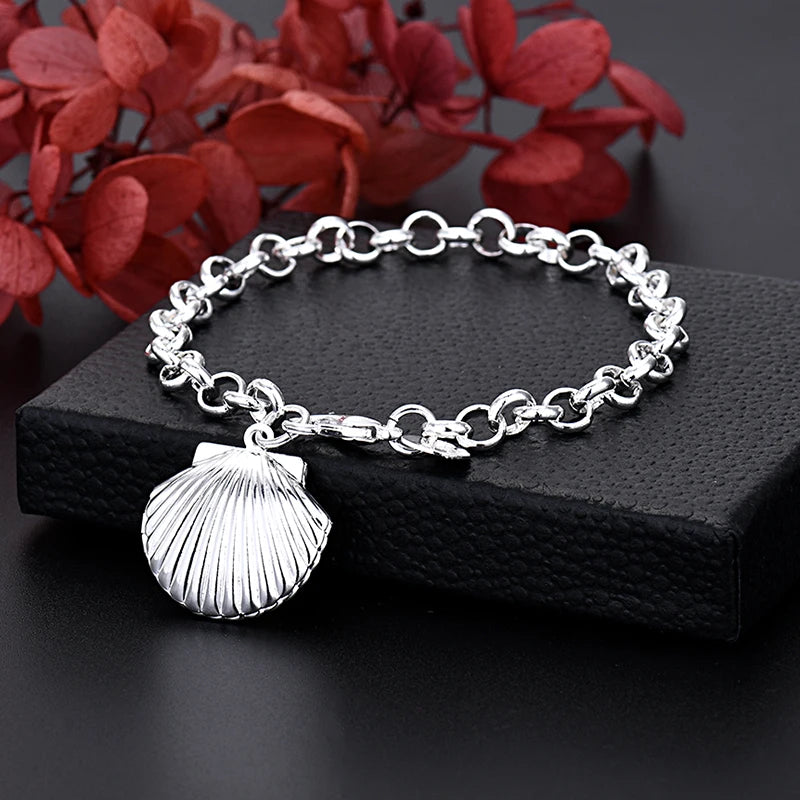 Noble 925 Sterling Silver Square Solid Chain Bracelet for Women Men Charm Party Gift Wedding Fashion Jewelry