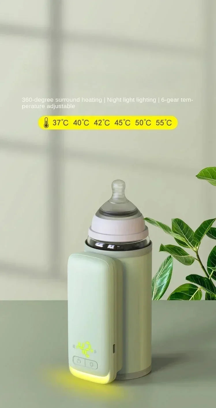 Rechargeable Baby Bottle Warmer 6Levels Temperature Adjustment with Temperature Display Warmer Sleeve Feeding Accessories