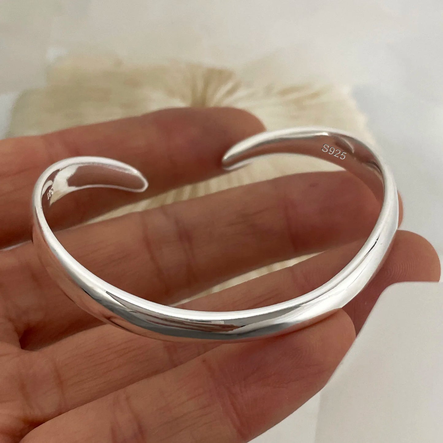 100% Solid 925 Sterling Silver Metal Bracelet for Women Men Vintage Handmade Simple Birthday Gift S-B451