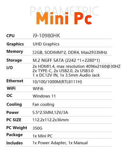 2026 Mini PC Intel Core I9 10980HK N150 Gaming Computer Windows 11 Desktop PC 16GB RAM 1TB 2TB SSD WiFi6 BT5.2 Portable Gamer PC