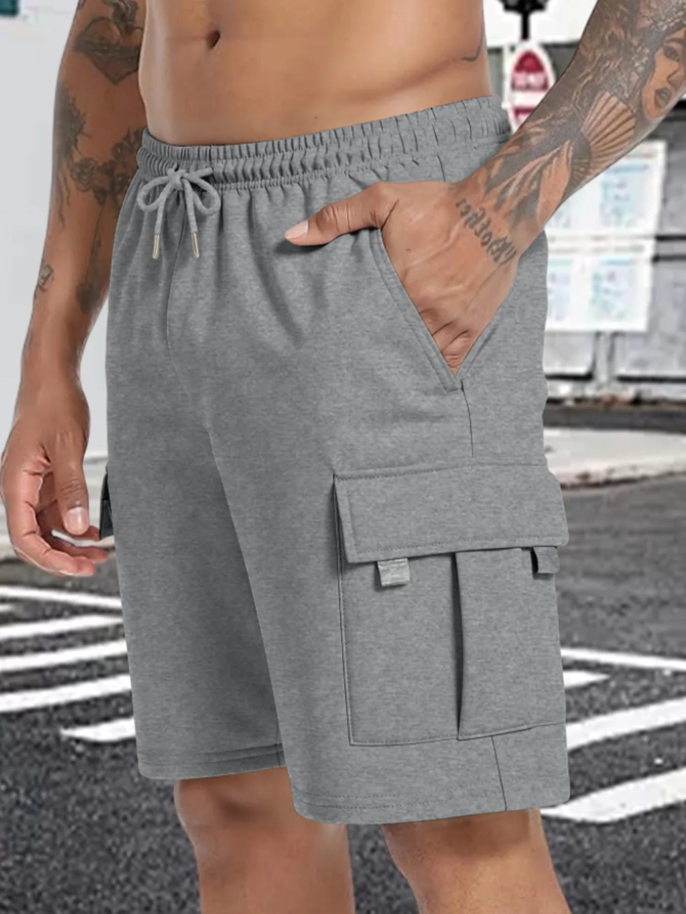 Summer Men's Sport Shorts Male Breathable Loose Multi-pockets Cargo Shorts Outdoor Jogging Fitness Casual Drawstring Mens Shorts