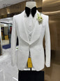 24H Ship High Quality Wedding Suit Set for Groom 3 Pieces Men's Fashion Suits One Button Shawl Neck Blazer Jacket Vest Pants